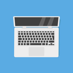 Laptop computer. Isolated illustration blue background. Digital vector illustration. Flat isometric illustration.