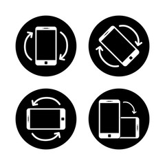 Rotate smartphone icon isolated. Mobile screen rotation. Horisontal or vertical rotation icons.