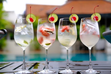 glasses of cocktails on table
