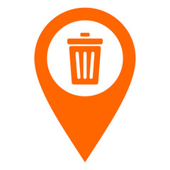 Abfalleimer und Kartenmarkierung