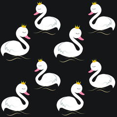 Cute, Swan, Cartoon, Vector Illustration