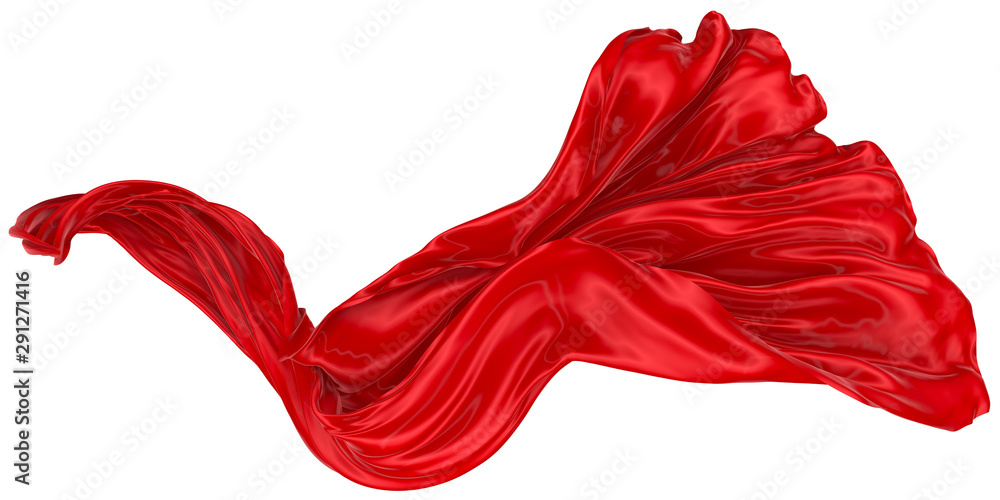 Poster abstract background of colored wavy silk or satin on white background. 3d rendering image.