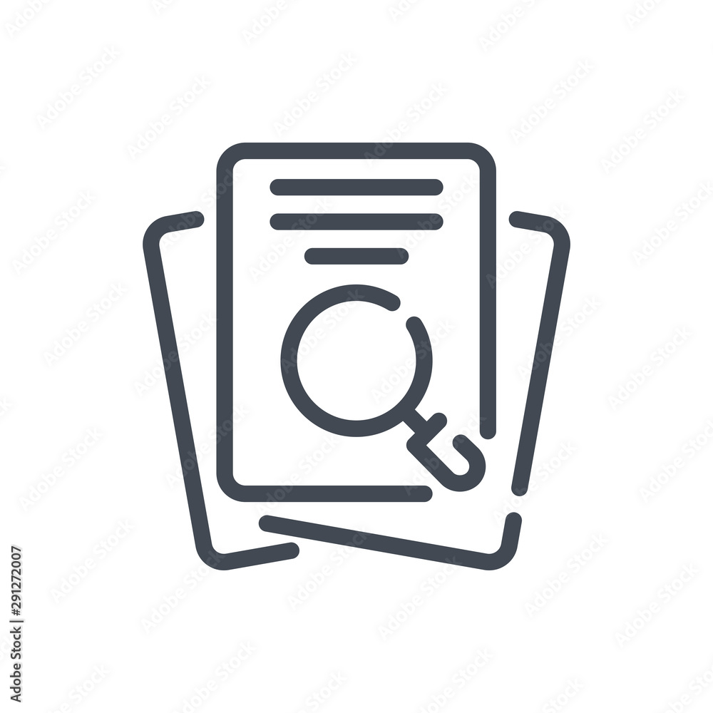 Poster find report line icon. searching for docs and files vector outline sign.