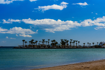 Fototapeta na wymiar Panoramic view on a Red sea. Summer vacation