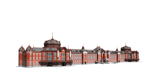 Tokyo Station seen from the left by 3d rendering