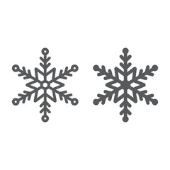 Snowflake line and glyph icon, winter and ice, snow sign, vector graphics, a linear pattern on a white background.