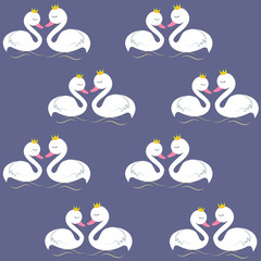 Cute, Swan, Cartoon, Vector Illustration