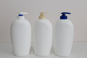 the liquid soap on the white background