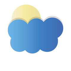 Clouds with sun on white background