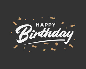 Happy Birthday typographic vector design for greeting cards, Birthday card, invitation card. Isolated birthday text, lettering composition Dark Background