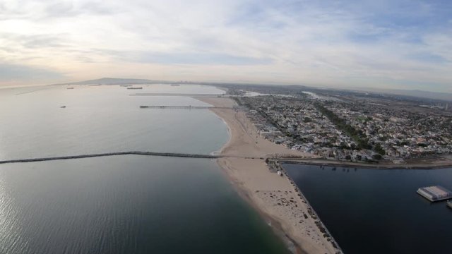 Seal Beach California Aerial View Flying Above the Coast