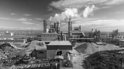 Aerial shot of woodworking plant