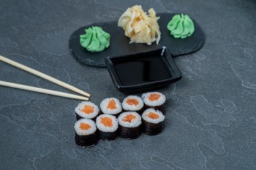 Sushi set, Japanese food, roll, Fresh and delicious sushi