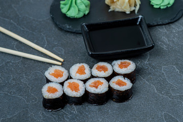 Sushi set, Japanese food, roll, Fresh and delicious sushi