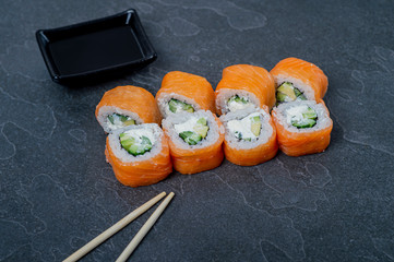 Sushi set, Japanese food, roll, Fresh and delicious sushi