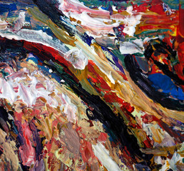 Hand draw colorful oil painting abstract background and texture.