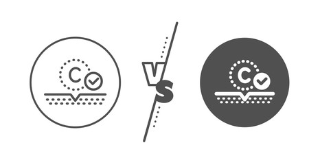 Cream care sign. Versus concept. Collagen skin line icon. Cosmetic lotion symbol. Line vs classic collagen skin icon. Vector
