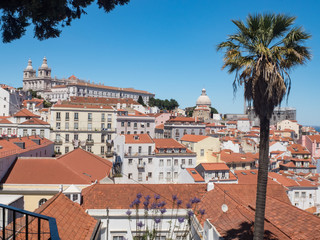 Portugal, may 2019: Skyline of Lisbonwith river Tagus at sunny day, Lisbon