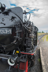Fototapeta premium Steam Locomotive on the Brocken in the Harz Mountains, Germany
