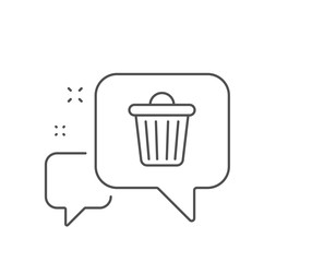 Trash bin line icon. Chat bubble design. Garbage, waste sign. Delete, remove symbol. Outline concept. Thin line trash bin icon. Vector
