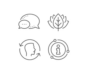 Face scanning repeat line icon. Chat bubble, info sign elements. Face id update sign. Head symbol. Linear face id outline icon. Information bubble. Vector