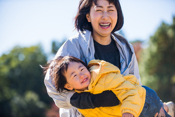 Japanese family in a park