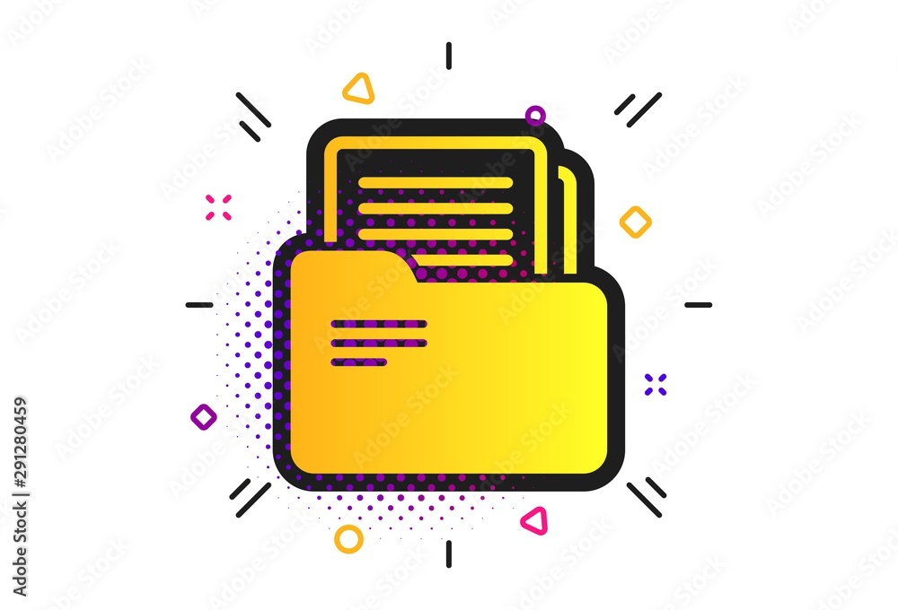Poster document folder sign. halftone dots pattern. accounting binder symbol. bookkeeping management. class