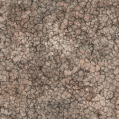 Dry cracked ground surface seamless texture