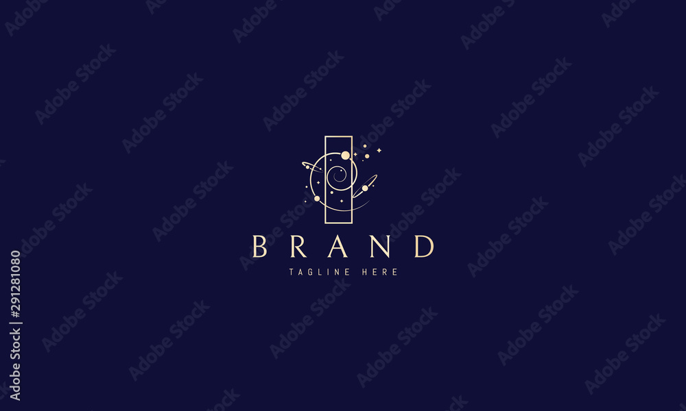 Canvas Prints vector golden logo on which an abstract image of the universe in the form of planets and stars.