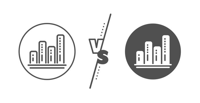 Column chart sign. Versus concept. Graph line icon. Growth diagram symbol. Line vs classic graph chart icon. Vector