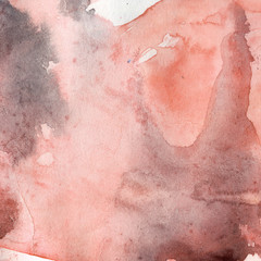 Watercolor illustration. Texture. Watercolor transparent stain. Blur, spray. Pink color.