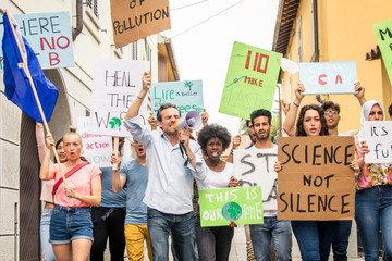 Activists demonstrating against global warming