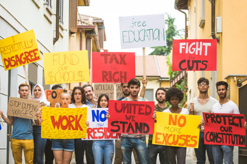 Activists demonstrating against social issues