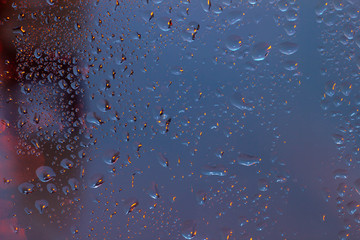 glass with drops car glass in the rain one