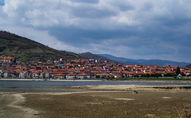 The city of Orsova with the Danube in front of the city