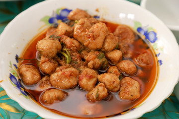  MANDALAY/MYANMAR(BURMA) - 29th July, 2019 : Traditional Burmese Foods at the monastery.
