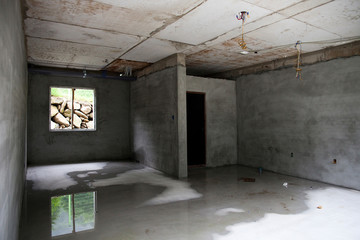 Inside the house under construction.