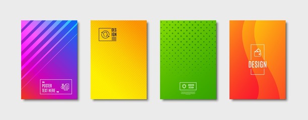 Accounting wealth, Security and Wallet line icons set. Cover design, poster template. Face id sign. Audit report, Protection shield, Usd cash. Identification system. Business set. Vector