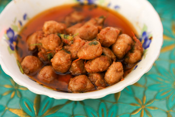  MANDALAY/MYANMAR(BURMA) - 29th July, 2019 : Traditional Burmese Foods at the monastery.