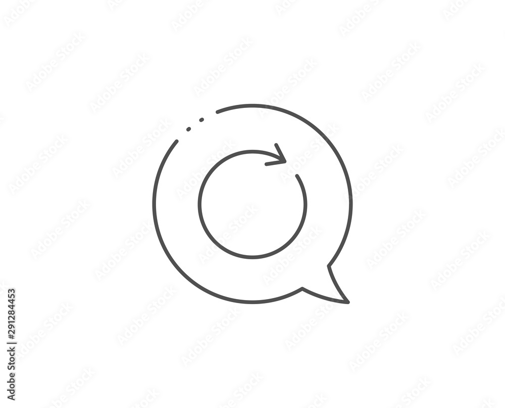 Poster refresh line icon. chat bubble design. rotation arrow sign. reset or reload symbol. outline concept.