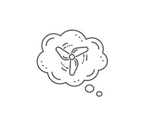 Wind energy line icon. Chat bubble design. Fan engine, jet turbine sign. Ventilator symbol. Outline concept. Thin line wind energy icon. Vector