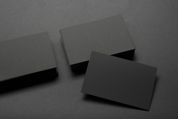 Business cards blank. Mockup on color background. Flat Lay. copy space for text