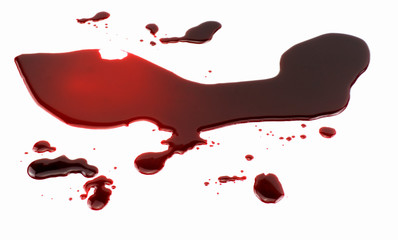 Bloody on White Background. Concept Halloween night. Concept Serial killer. Concept Kitchen knife...