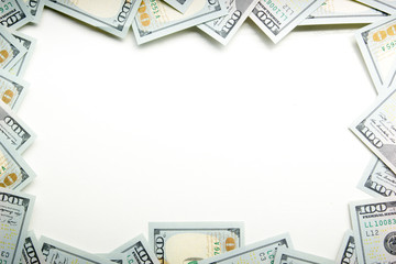 money background. american hundred dollar bills. copy space