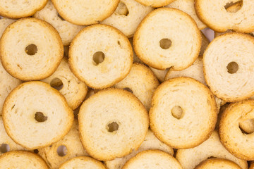background of crispy bread chips with sea salt seasoning