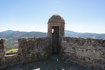 Fototapeta na wymiar Landscape mountains and Marvao castle walls in Alentejo, Portugal
