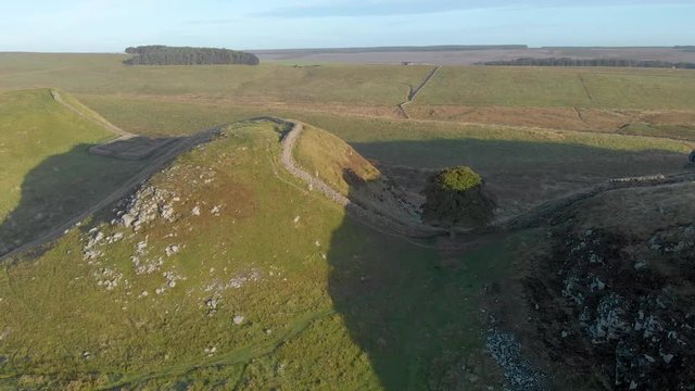 Aerial, Sycamore Gap, Whin Sill, Hadrian's Wall