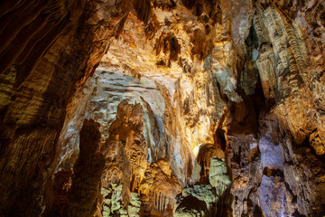 Paradise Cave (Thien Duong Cave), Vietnam. Stolctites and stologmites in a paradise cave at Phong Nha-Ke Bang National