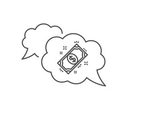 Payment line icon. Chat bubble design. Dollar exchange sign. Finance symbol. Outline concept. Thin line payment icon. Vector