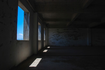 Room of abandoned building, urbex 
